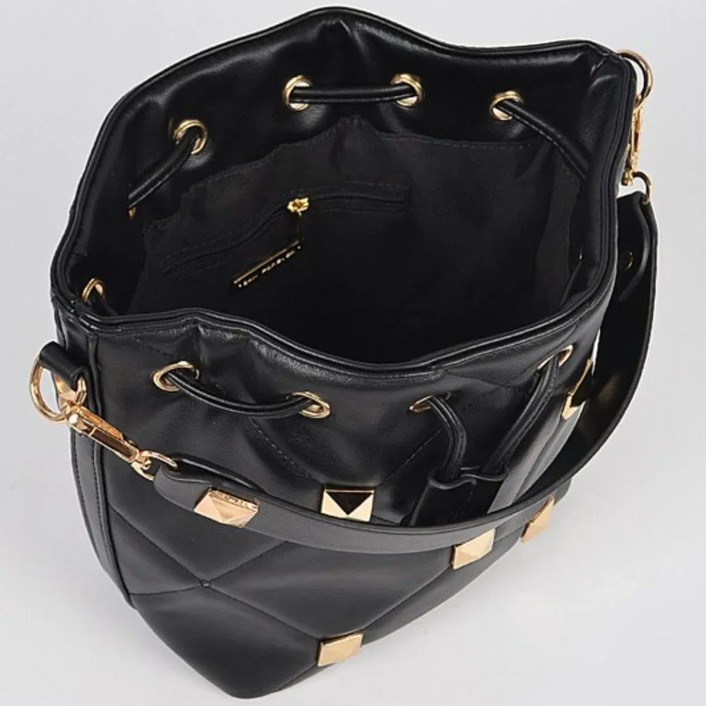 Quilted Studded Satchel Bag - Picture 2 of 4